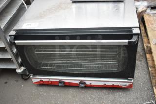 Empero EMP.PFE4-U countertop convection oven, stainless steel, glass door, control knobs, used condition, tag visible.