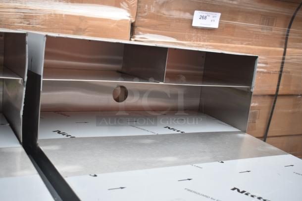 Brand new Lavex 257RD2523EBC mobile desk, scratch and dent condition, with stainless steel enclosed base and storage.