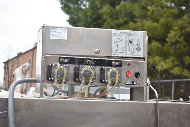 American Dish Service ADS 5AGES commercial dishwasher, double pass through, 120V, 1 phase, control panel detail.