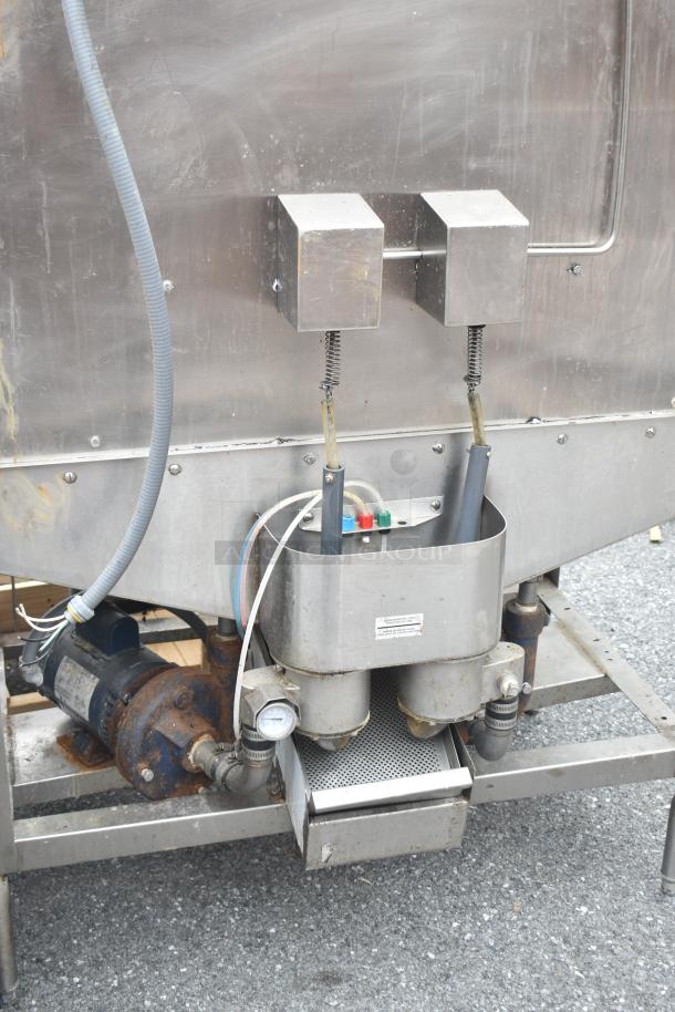 American Dish Service ADS 5AGES commercial double pass-through dishwasher in used condition, 120V, 1 phase, visible piping and pump.