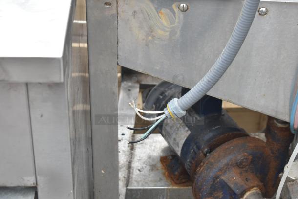 American Dish Service ADS 5AGES dishwasher motor, visible electrical wiring and rust, 120V, 1 Phase, commercial use.