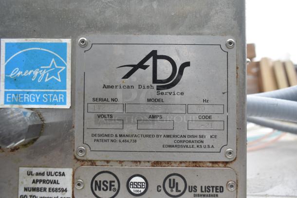 American Dish Service ADS 5AGES commercial dishwasher, Energy Star certified, 120 volts, 1 phase. Serial number 112537.