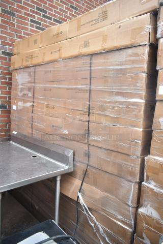 12 BRAND NEW SCRATCH AND DENT! Lancaster Table & Seating 164VYTBL72RD Vineyard 5' Round Barrel Brown Wood Folding Table. 12 Times Your Bid! MAR11-02