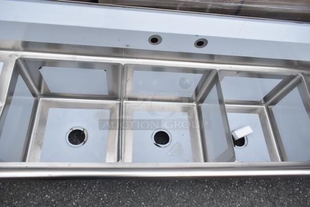 Stainless steel KoolMore KM-SC181814-1883 3-bay sink with dual drain boards, brand new, scratch and dent, no legs.