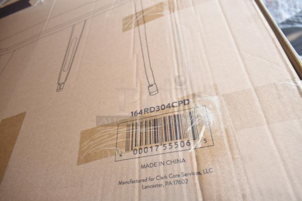 Cardboard box with barcode and text, "164RD304CPD," "Made in China," and "Clark Core Services, LLC," Lancaster, PA 17602.