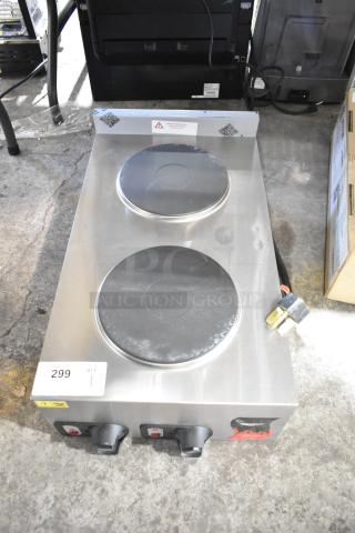 BRAND NEW Vollrath Cayenne STA8002 2 Burner Electric Hot Plate, 208/240V, minor scratches, durable stainless steel.
