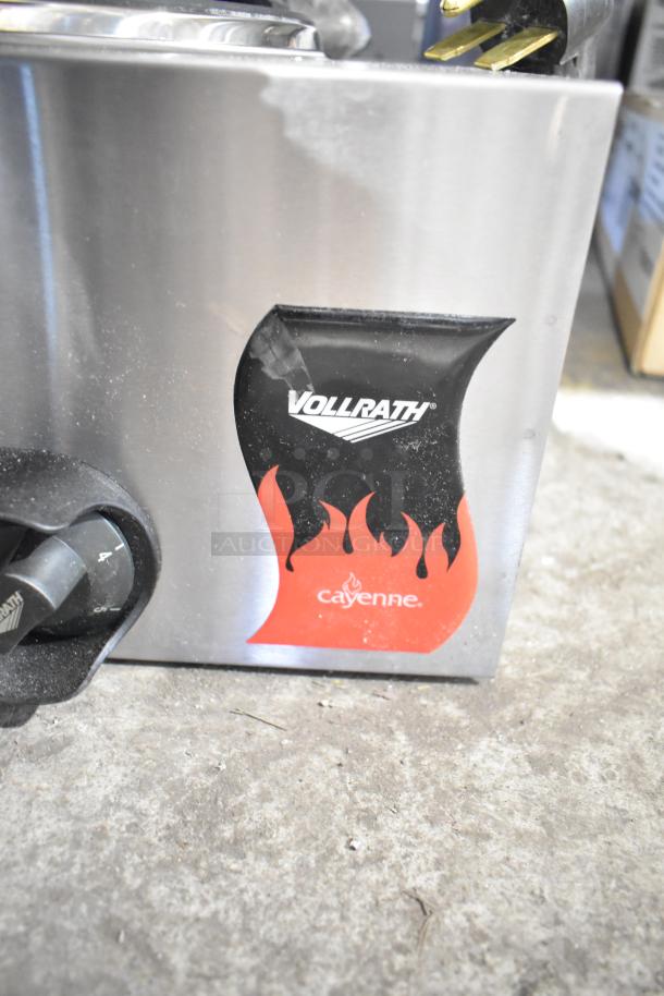 BRAND NEW Vollrath Cayenne STA8002 2 Burner Electric Hot Plate, stainless steel, scratch and dent with branding label visible.