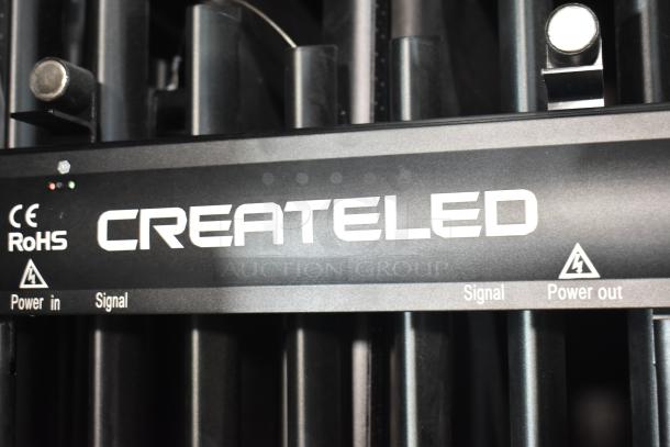 5 Createled AirBLADE-15 pieces. Full color SMD 3-in-1. CE RoHS marks. "Power in/out" and "Signal" labels visible.