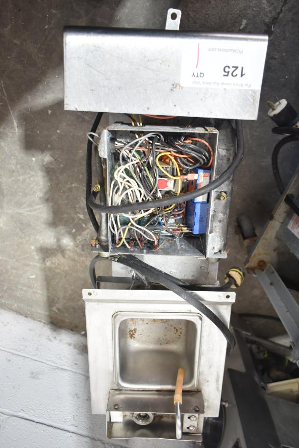 Taylor commercial countertop single flavor frozen beverage machine, 115 volts, 1 phase, showing wiring and internal components.