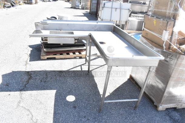 Commercial right side dirty dish table, stainless steel, used condition, with a sink compartment and drainboard.