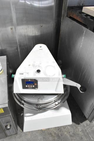 Proluxe Commercial Countertop Dough Press, white, front panel controls, used condition, visible "Blaze Pizza" label.