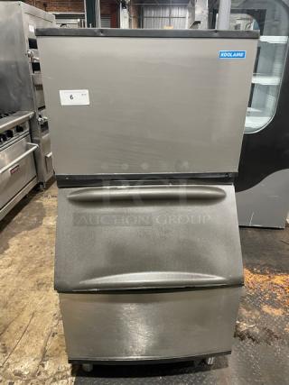 Manitowoc Koolaire Series ice machine/bin combo, model KY0350W-161, stainless steel, electric-powered, on legs, 115V.