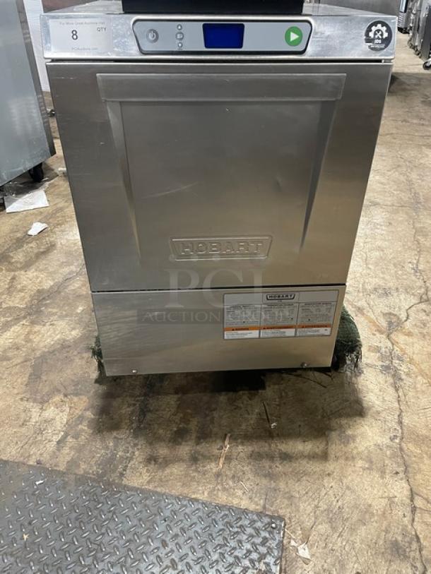 Hobart LXEC Advansys Series stainless steel undercounter dishwasher, model LXEC, includes full-size peg rack, 120V, excellent condition.