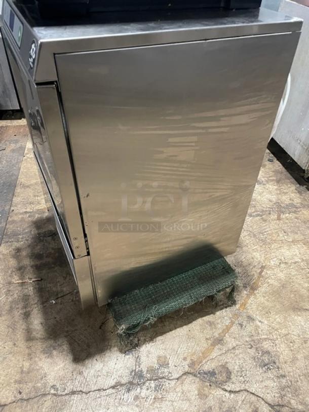 Hobart LXEC Advansys stainless steel undercounter dishwasher, new body style, electric-powered, with full-size peg rack.