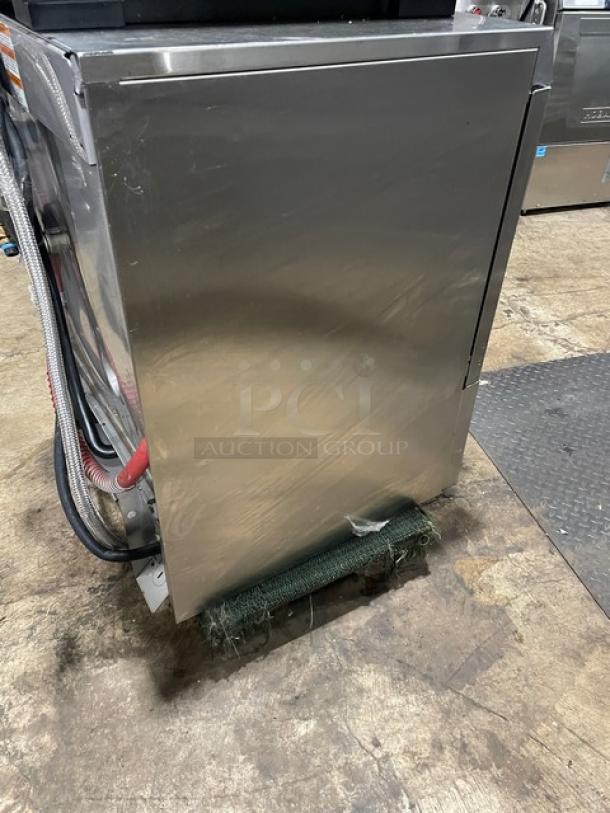 Hobart LXe Advansys commercial stainless steel undercounter dishwasher, model LXEC, with full-size peg rack, 120V, shown in used condition.