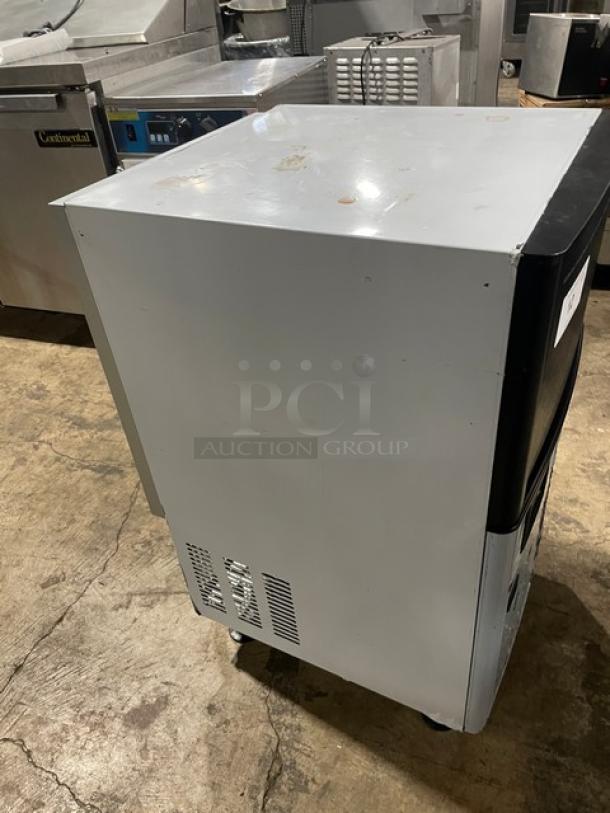 Coldline ICE120HA commercial undercounter ice maker, stainless steel, late model 2020, on legs, used condition.