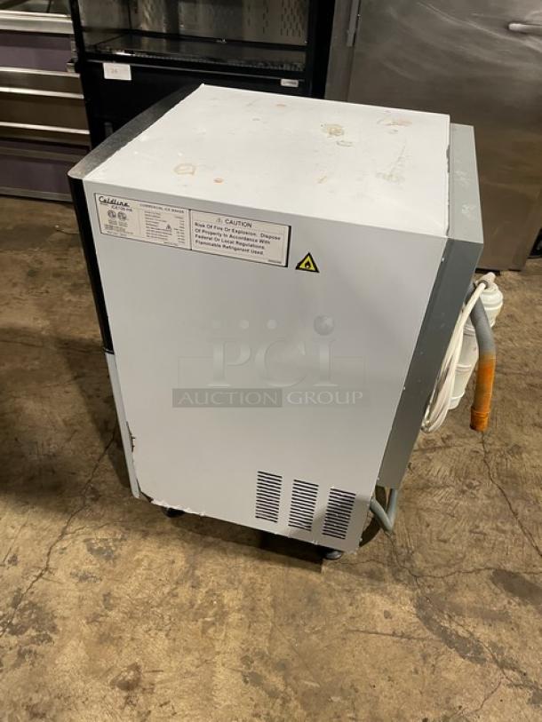 Coldline ICE120HA undercounter ice maker, stainless steel, late model 2020, on legs, visible labels, working condition.