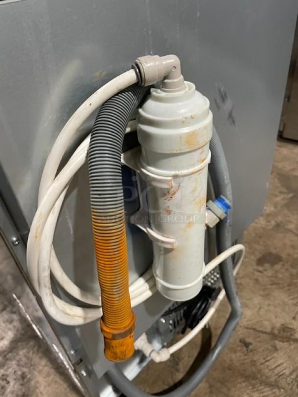 Coldline ICE120HA commercial stainless steel undercounter ice maker with hoses and filter. Good condition, working when removed.