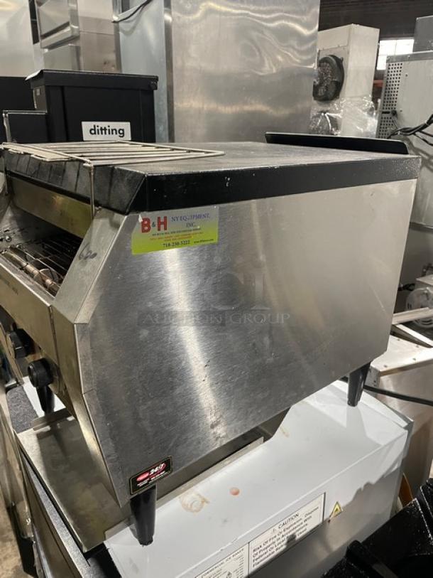Hatco TQ-20BA commercial stainless steel conveyor toaster, electric-powered, 208V, 1 Phase, on legs. Serial No. 3656151819.