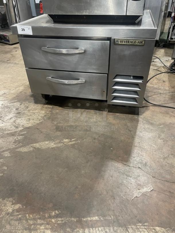 Beverage-Air stainless steel 2-drawer refrigerated chef base, model WTRCS361003, on casters, commercial use, 36", 115V.