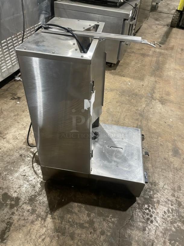 Star Max Series stainless steel vertical gyro broiler, natural gas, countertop model on legs, 120V, used condition.