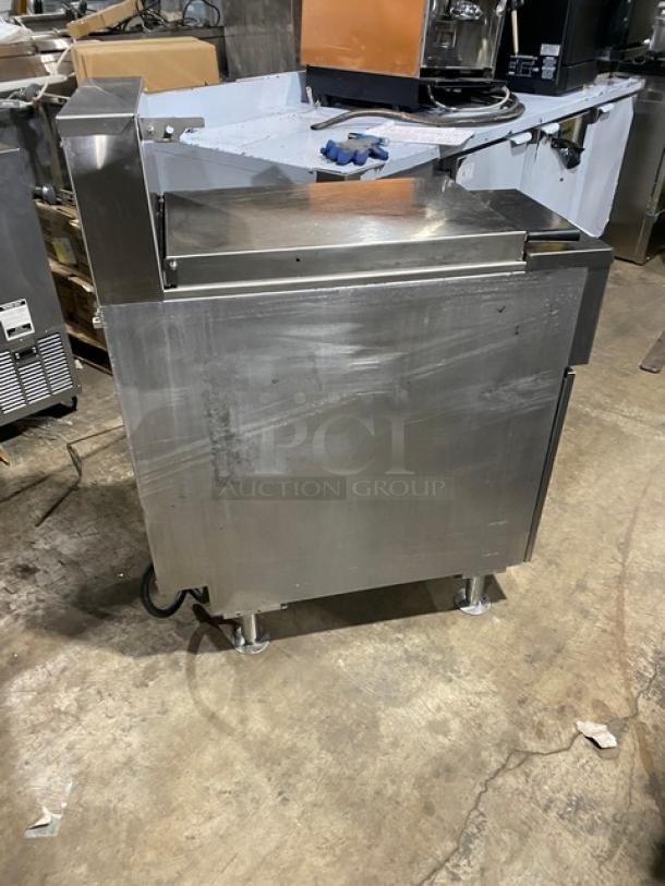 Pitco SRTE electric pasta cooker, stainless steel, 16.5 gal capacity, digital control, back splash, on legs, 208V, 1 phase.