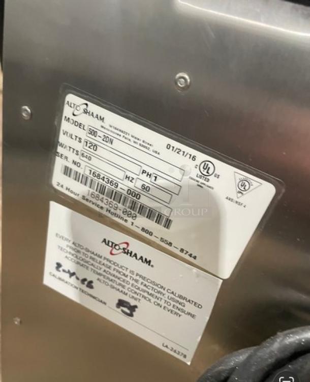 Alto-Shaam 500-2DN commercial 2-drawer warming unit, stainless steel, 2016 model, Halo Heat Series, 120V, SN: 1684369-000.