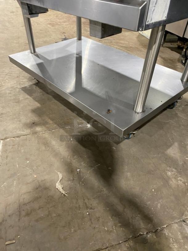RARE Vulcan Checkers Style stainless steel countertop griddle on casters, with undershelf cart, 120V 1 Phase, natural gas.