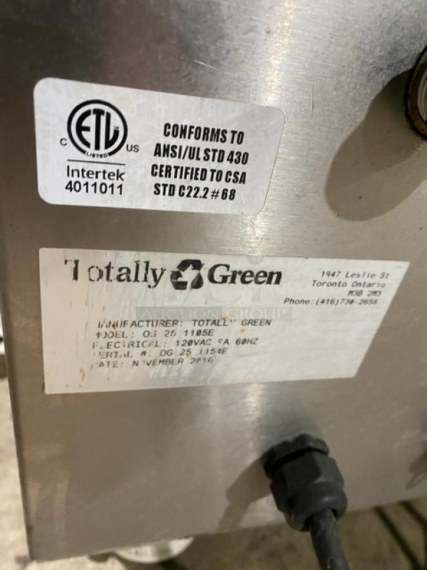 Totally Green OG25 stainless steel electric food waste digester with on-board scale and touchscreen. Model: OG25 SN: OG251154E.