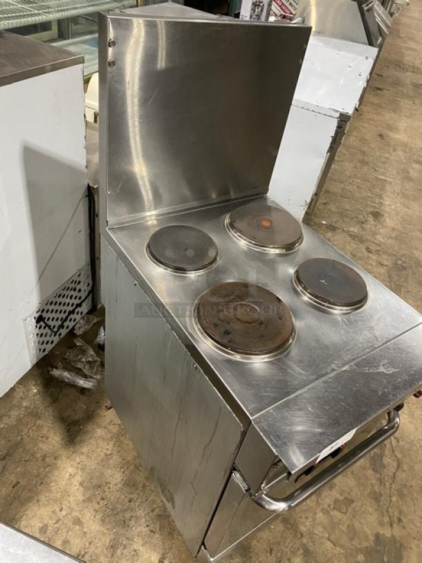 Cookline ER24-208 commercial 4-burner stainless steel range/oven combo, 2023 model, with backsplash, wired oven rack.