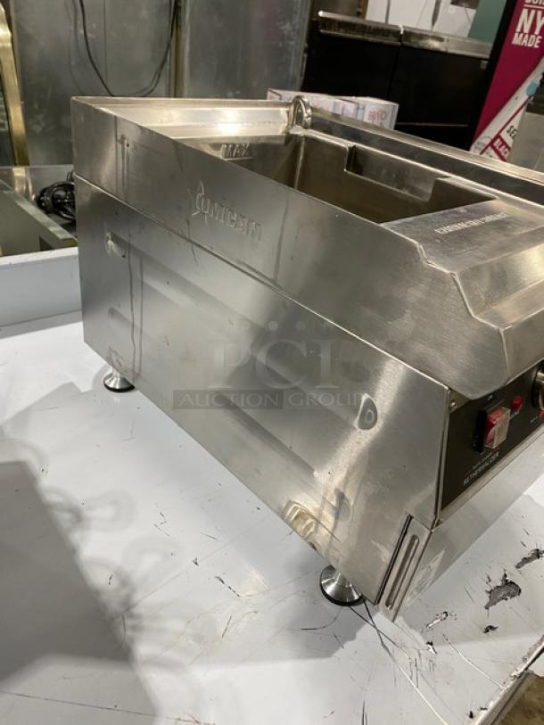 Omcan 41882 commercial stainless steel countertop pasta cooker with basket holder, in good condition, 240V.