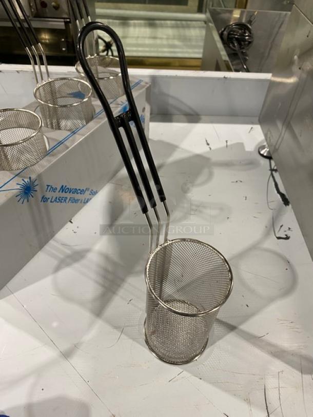 Omcan Commercial Stainless Steel Countertop Pasta Cooker Model 41882 with mesh basket and holder, 240V, excellent condition.