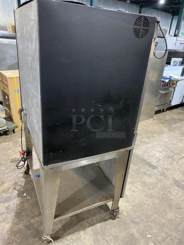 Cleveland Range BMR32 stainless steel rotisserie convection oven, natural gas, 115V, commercial use, black rear panel.