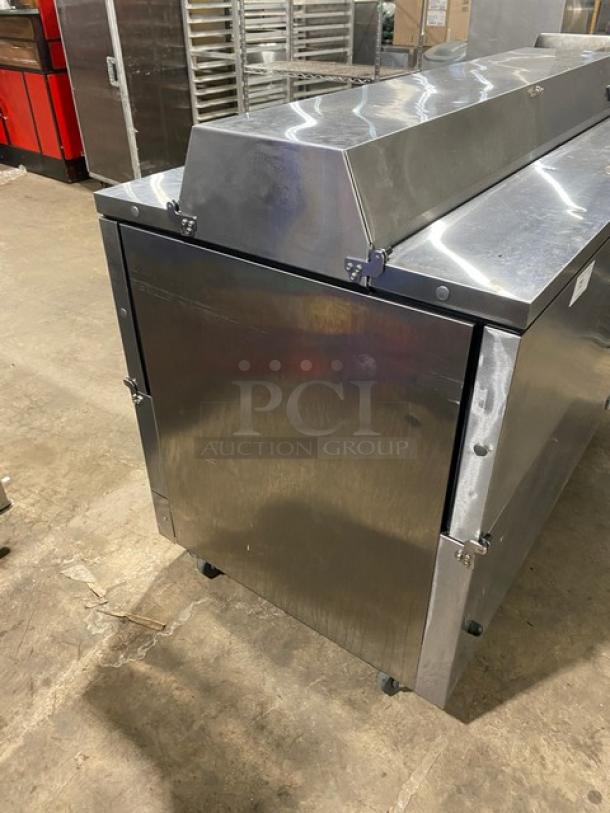 True Commercial Stainless Steel Electric Milk Cooler, Model TMC-58-S-DS-SS-HC. Features wired rack, 115V, 1 Phase.
