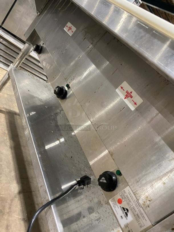 Advance Tabco stainless steel 3-pan hot food well, model SW-3E-240-SUP, with undershelf, cutting board, 208/240V.