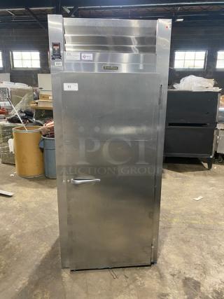 Traulsen ARI132LUT-FHS stainless steel one-door reach-in refrigerator, digital controls, 115V, on casters, good condition.