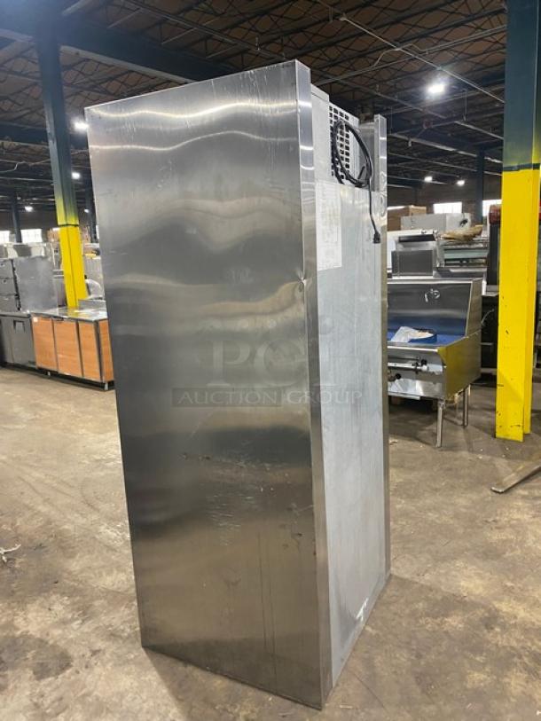 Traulsen commercial stainless steel reach-in refrigerator, model ARI132LUT-FHS, on casters. Digital controls. 115V 1 Phase.