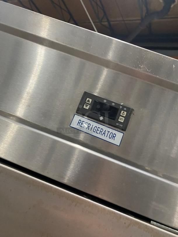 Avantco CFD2RR stainless steel 2-door reach-in refrigerator with digital display, poly coated rack, and casters. 115V, 1 phase.