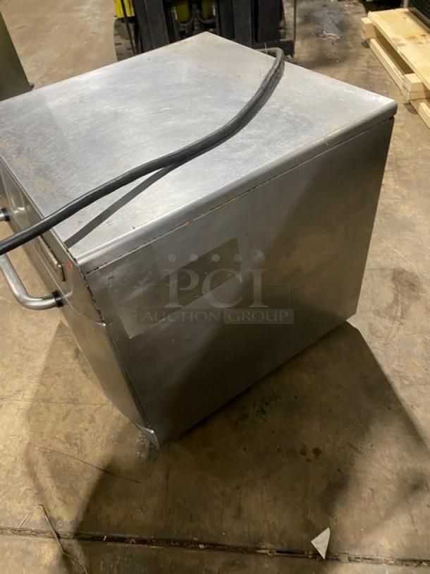 MerryChef stainless steel countertop high-speed rapid cook turbo oven with wired rack, electric powered, late model, used condition.