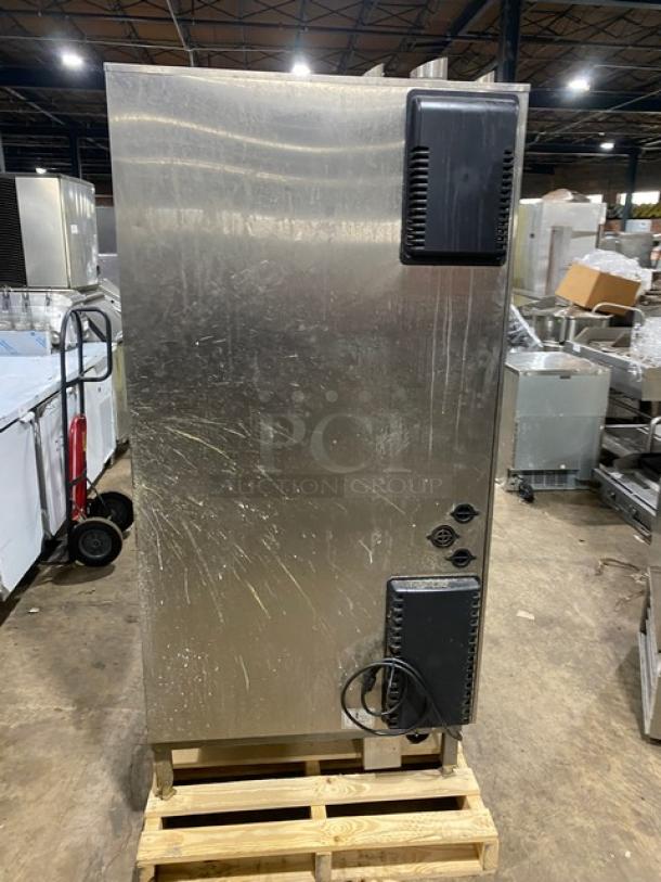 Rational SCCWE201G SelfCooking Center commercial combi oven, stainless steel, electric, on legs, visible wear.