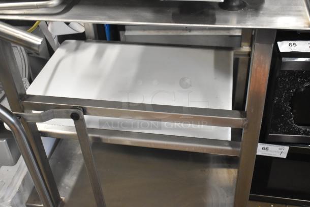 2023 Bizerba GSP H Commercial Meat Slicer with blade sharpener on stainless steel equipment stand. 120 Volts, 1 Phase.