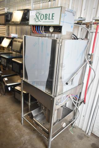 Brand new 2018 Noble WAREFORCE I-E commercial pass-through dishwasher, 115V, 1 phase, with minor scratches and dents.