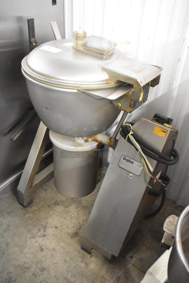 Stephan VCM44A/1 commercial vertical cutter mixer, stainless steel, 208V, 3 phase, used, visible wear and rust.
