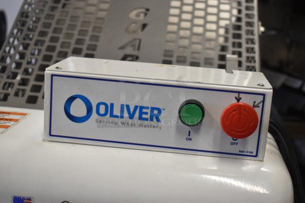 Oliver 797-32NC commercial bread slicer with Pro Guard safety chute, featuring control panel and branding. 115V, 1 Phase.