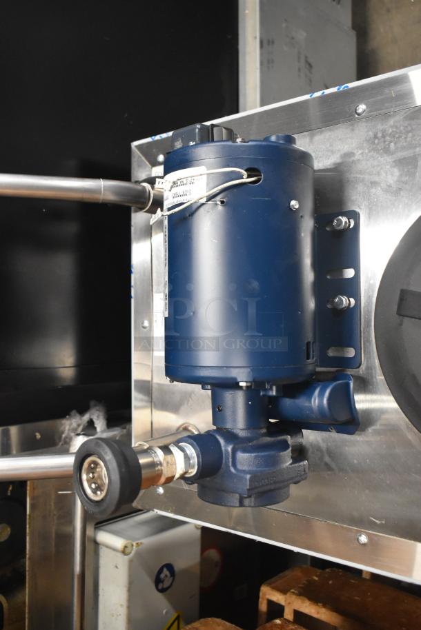 BRAND NEW SCRATCH AND DENT Frontline 47SS Commercial Grease Caddy, blue motor, sturdy casters, steel frame.