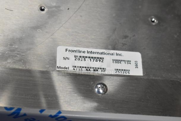 Brand new Frontline 47SS Commercial Grease Caddy with minor cosmetic scratches. Features commercial casters and serial number 2025-17892.
