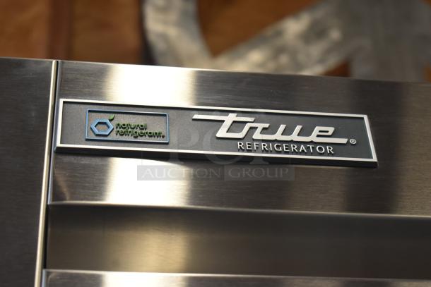 Brand new 2023 True T-23-HC commercial cooler, single door, 115V, 1 phase, scratch and dent. True Refrigerator logo visible.