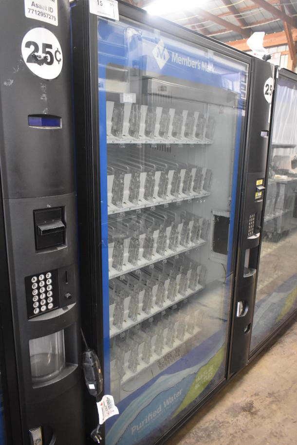Crane 5800-4 metal vending machine with bill acceptor, 115V, 1 Phase, 25¢ label and keypad, commercial use.