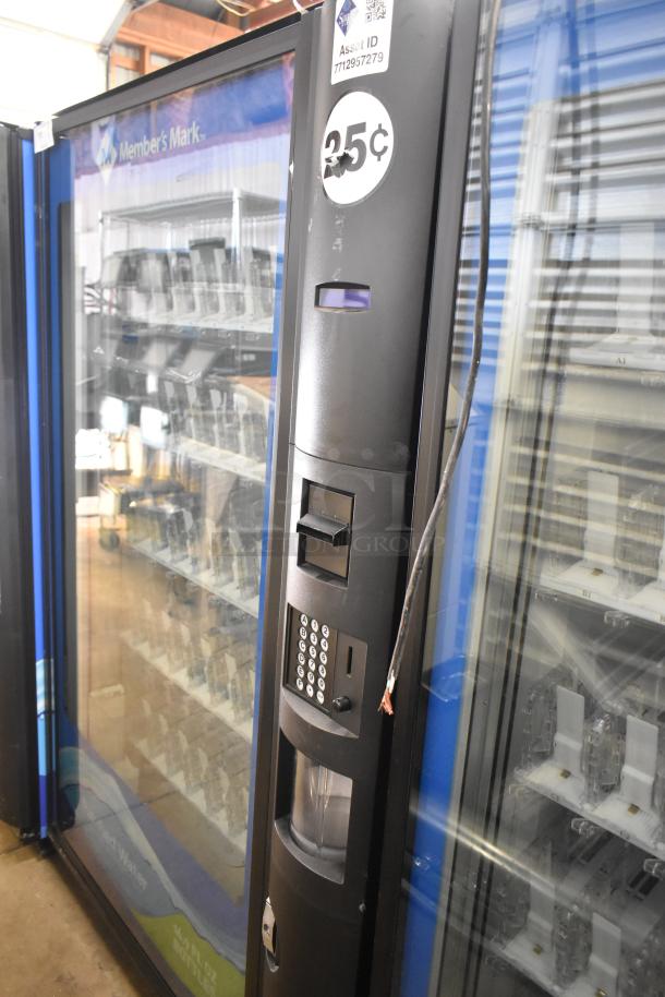 Crane 5800-4 metal drink vending machine with bill acceptor, 115V, 1 phase, good condition, price label at 35¢.