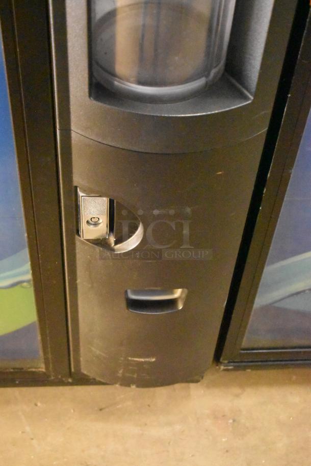 Crane 5800-4 metal commercial drink vending machine with bill acceptor, 115 volts, 1 phase, used condition.